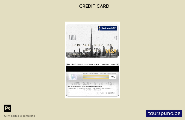 listo para imprimir la plantilla del banco NBD de los Emiratos Árabes Unidos, Du